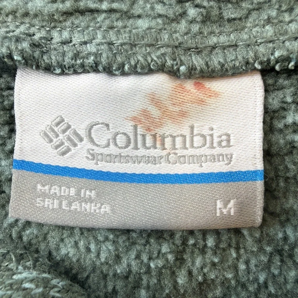 Columbia Women's M Green Fleece Hoodie Pullover Button Neck Sweater